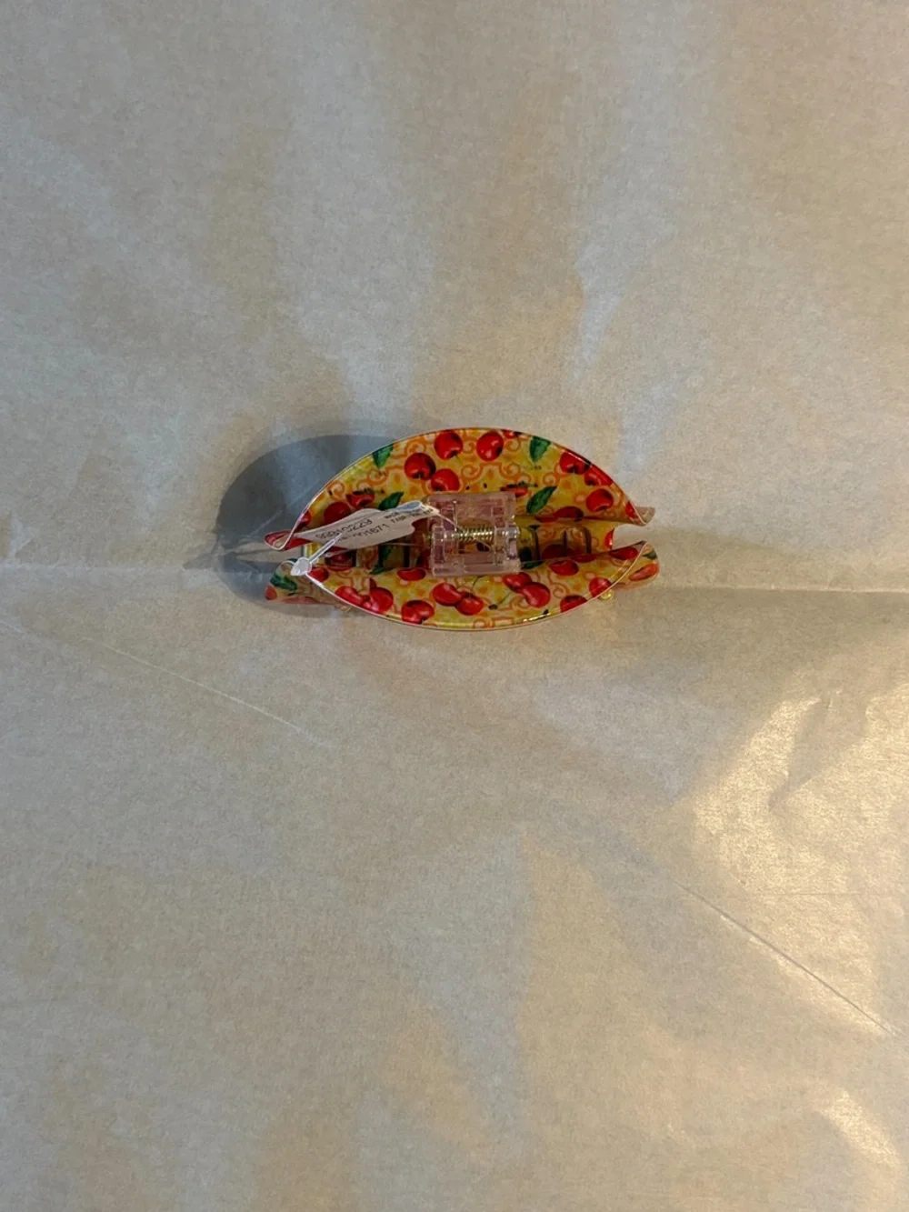 Free People Well Traveled Claw Clip Cherry Tree Yellow Red Pattern Hair NEW NWT
